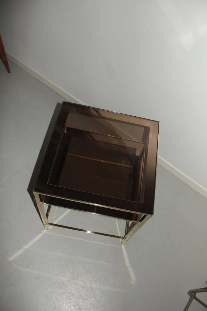Italian Coffee Table 1970s Brass and Mirrored Glass