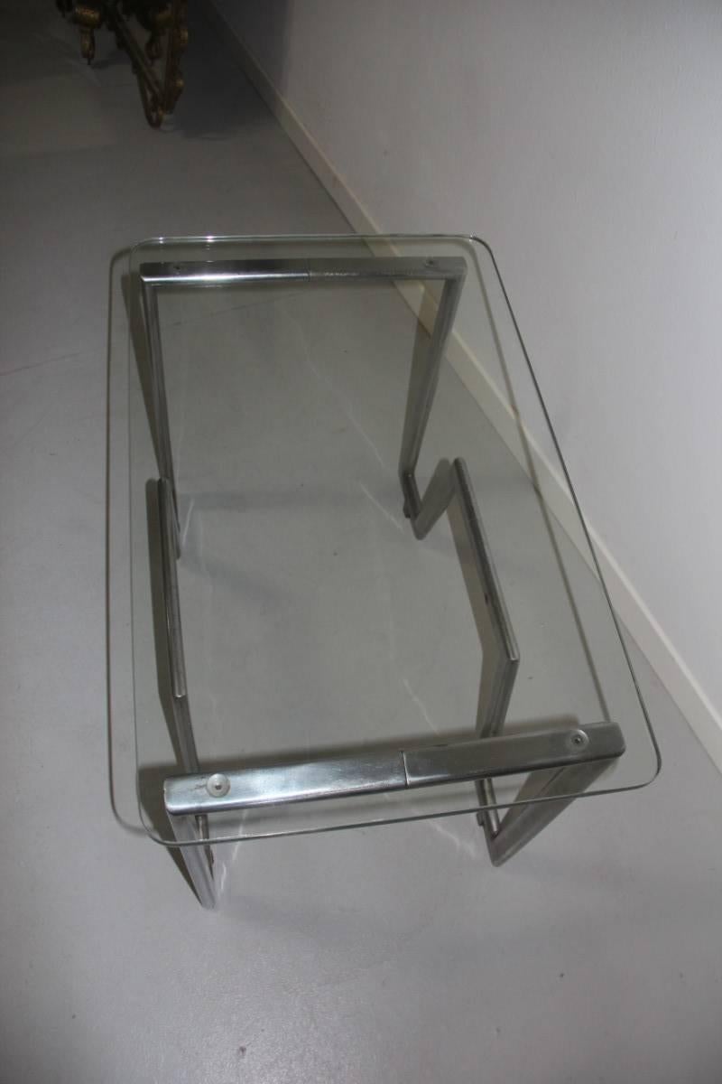 Table of 1930s Minimalist French Metal Chrome Crystal Often Mid-Century Modern For Sale 2