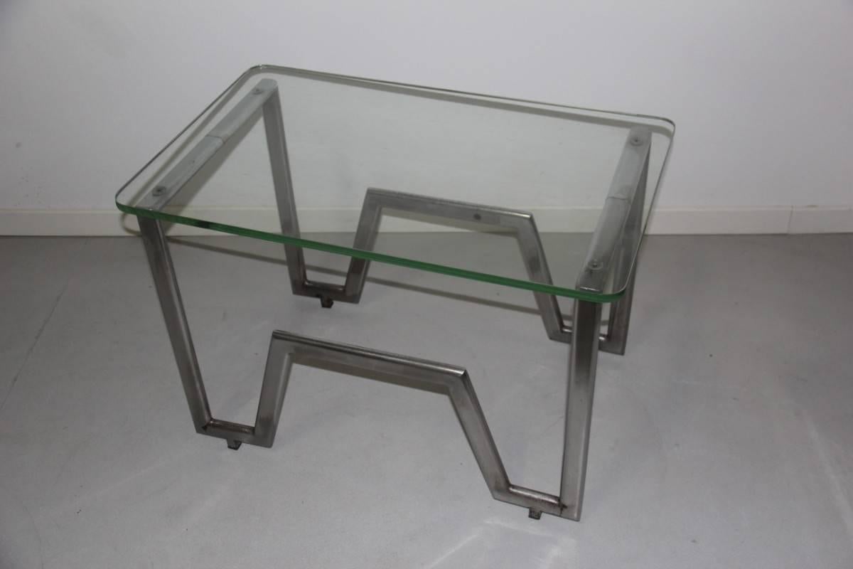 Table of 1930s Minimalist French Metal Chrome Crystal Often Mid-Century Modern For Sale 6
