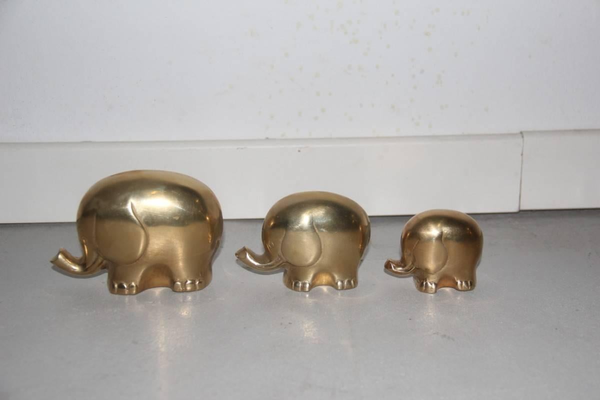 Mid-Century Modern Sculptures 1970 Elephants Brass
