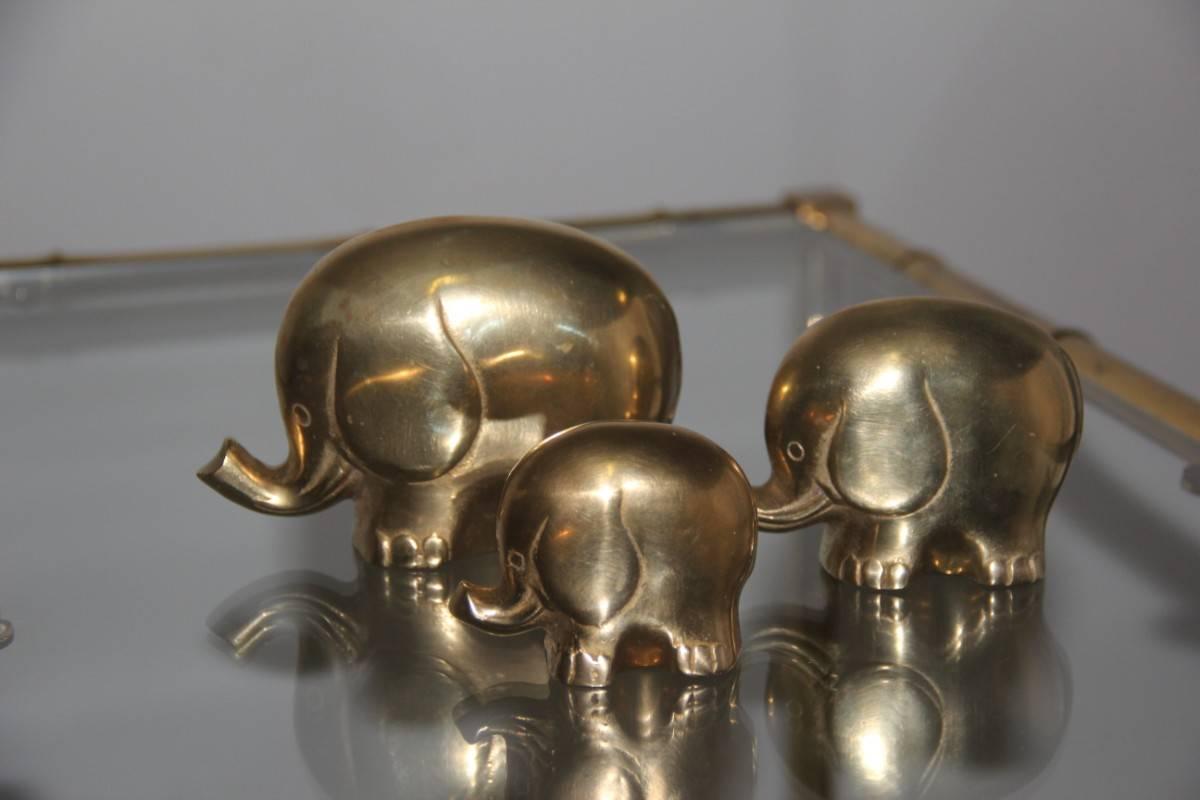 Italian Sculptures 1970 Elephants Brass