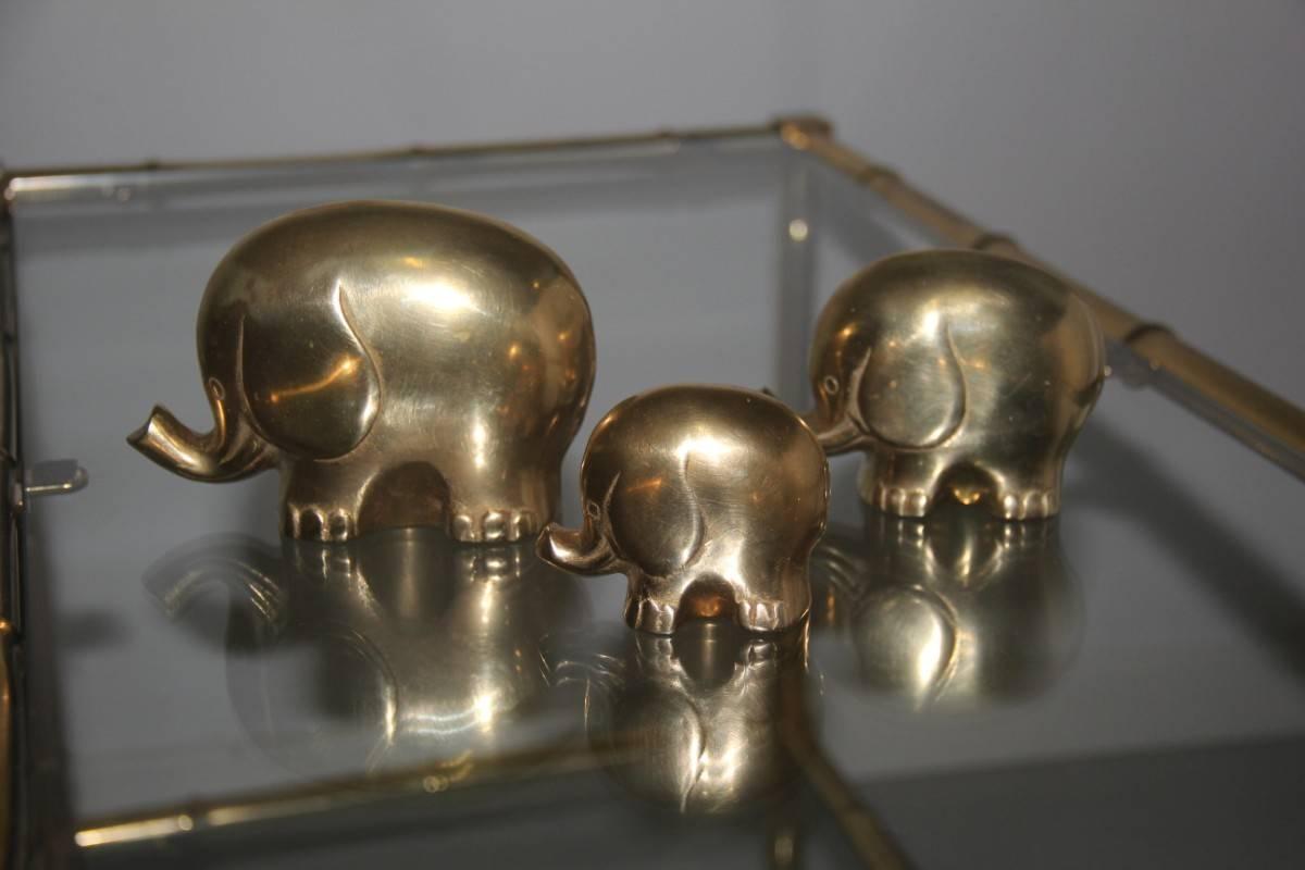 Sculptures 1970 Elephants Brass In Good Condition In Palermo, Sicily