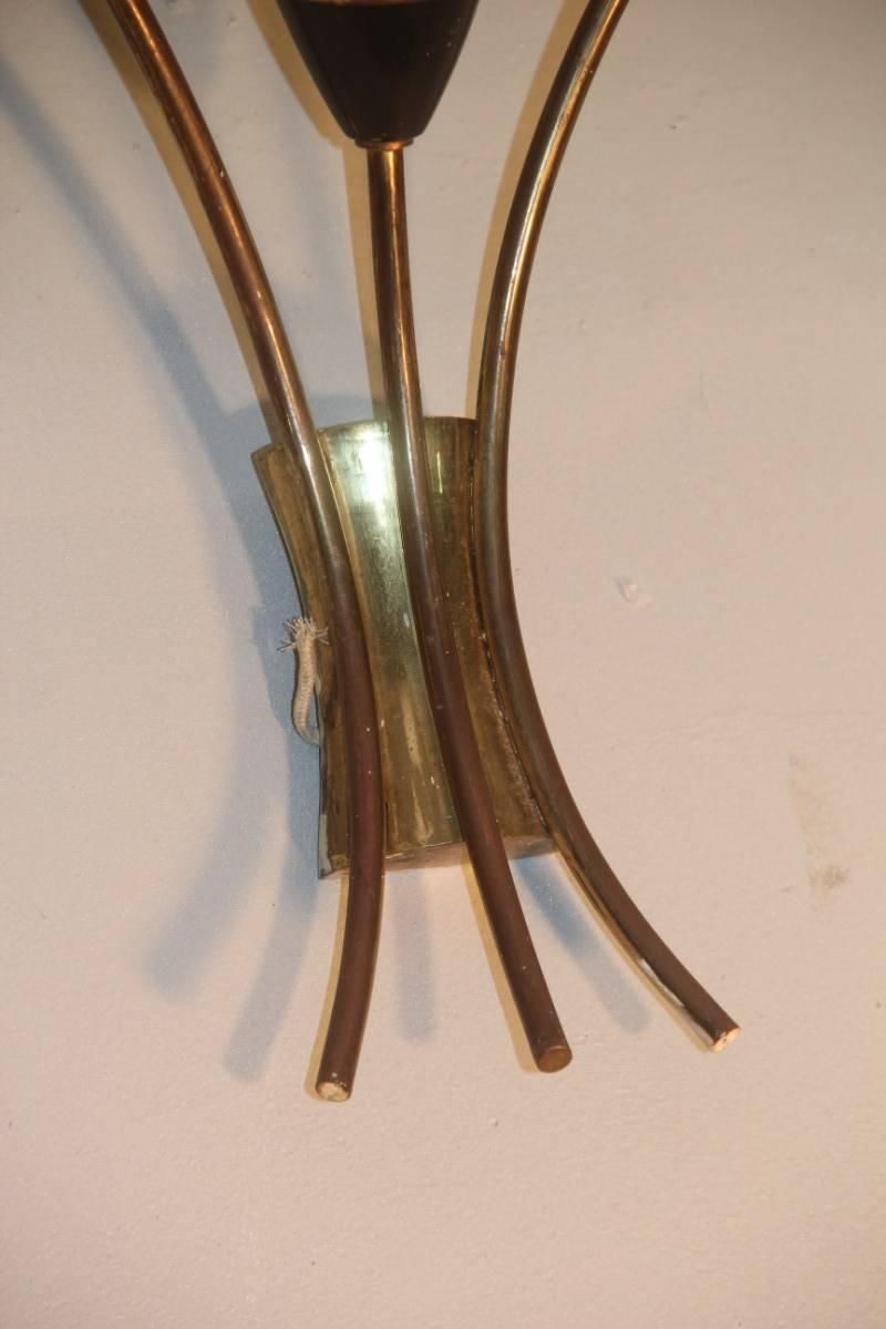 Brass Pair of Italian Sconces Mid-Cenury Design 