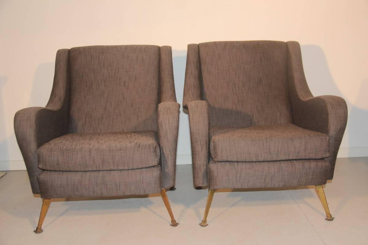 Mid-Century Modern Pair of Mid-Century Italian Design Armchairs Marco Zanuso Style For Sale