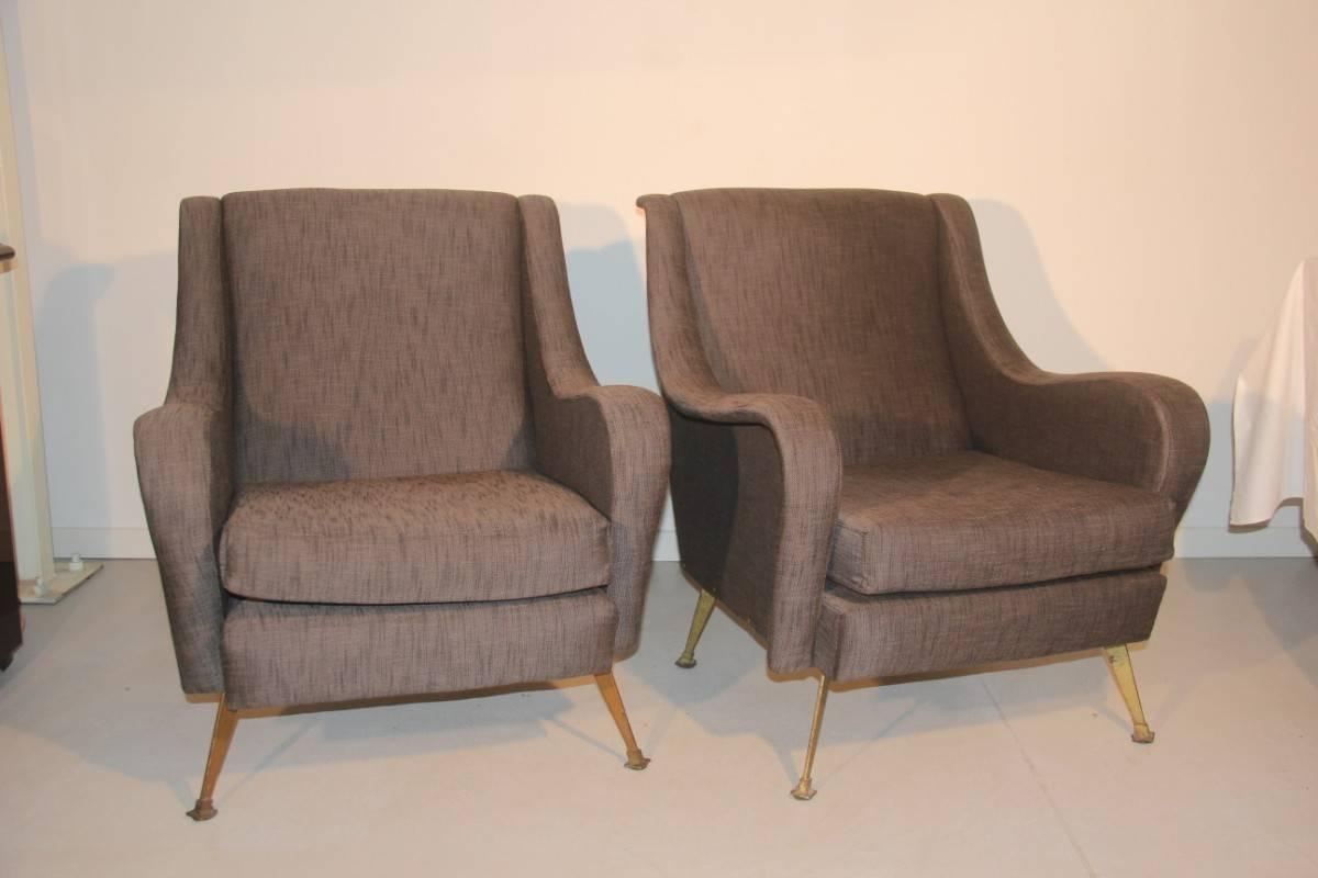 Pair of Mid-Century Italian Design Armchairs Marco Zanuso Style In Good Condition For Sale In Palermo, Sicily