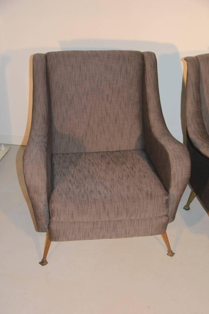 Metal Pair of Mid-Century Italian Design Armchairs Marco Zanuso Style For Sale