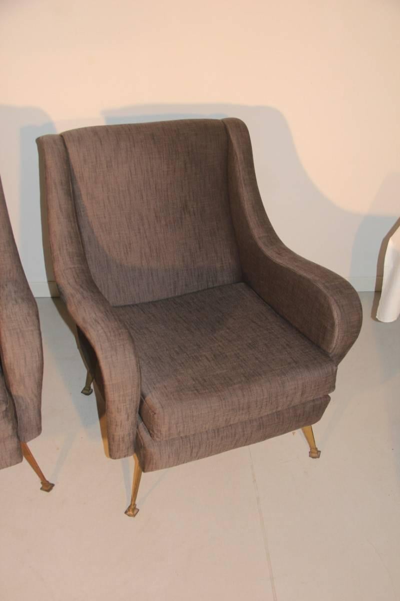 Pair of Mid-Century Italian Design Armchairs Marco Zanuso Style For Sale 1