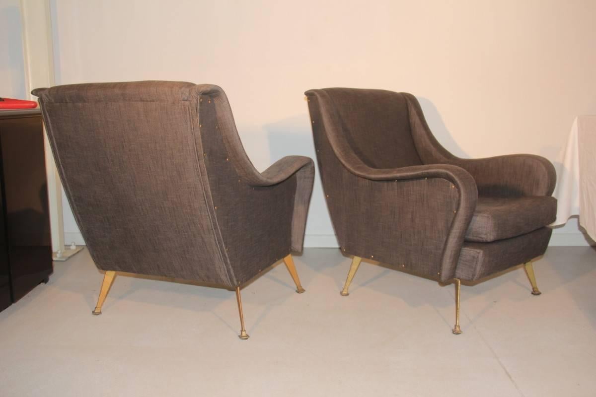 Pair of Mid-Century Italian Design Armchairs Marco Zanuso Style For Sale 2