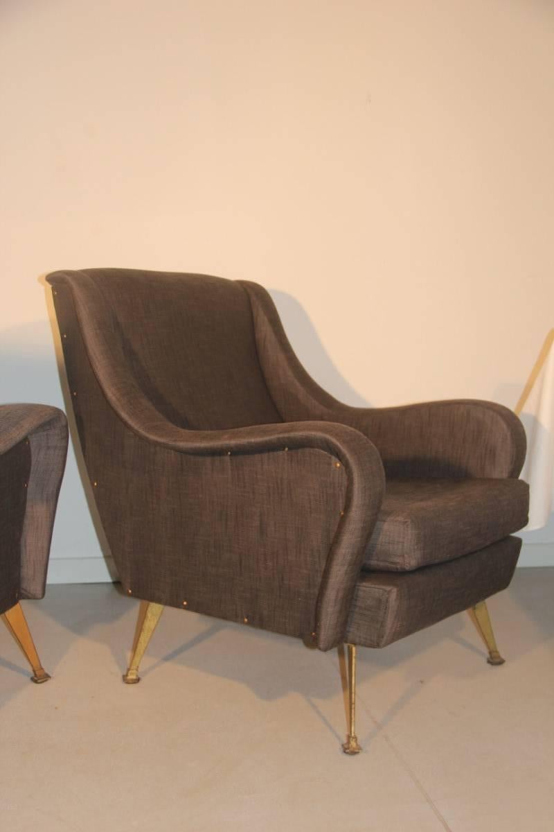 Pair of Mid-Century Italian Design Armchairs Marco Zanuso Style For Sale 3