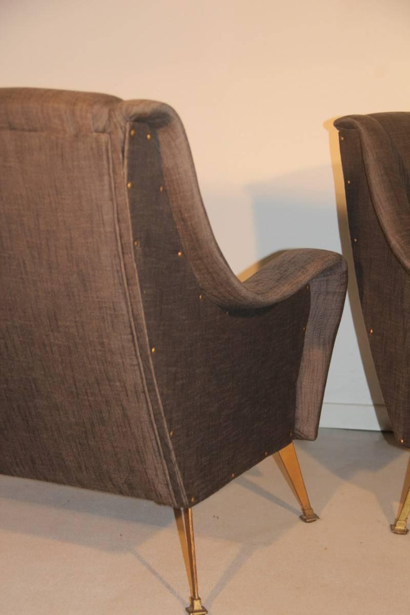 Pair of Mid-Century Italian Design Armchairs Marco Zanuso Style For Sale 4