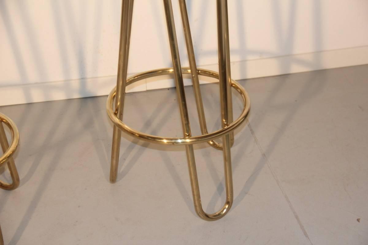 Brass Pair of Stools, 1940 Mid-Century Design in Gio Ponti Style