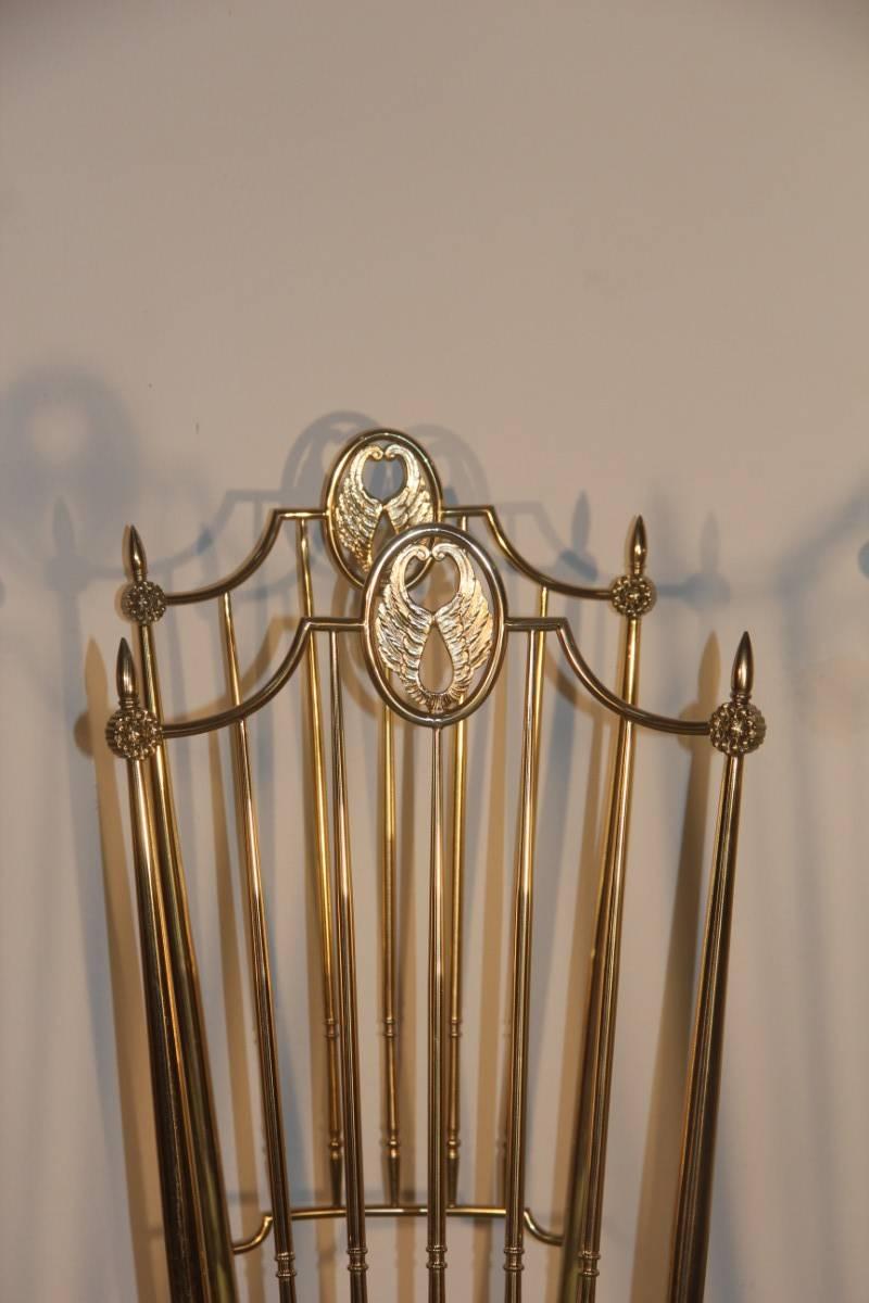 High Back Chairs, Mid-Century Italian Design in Gio Ponti Style Brass Gold Green 1