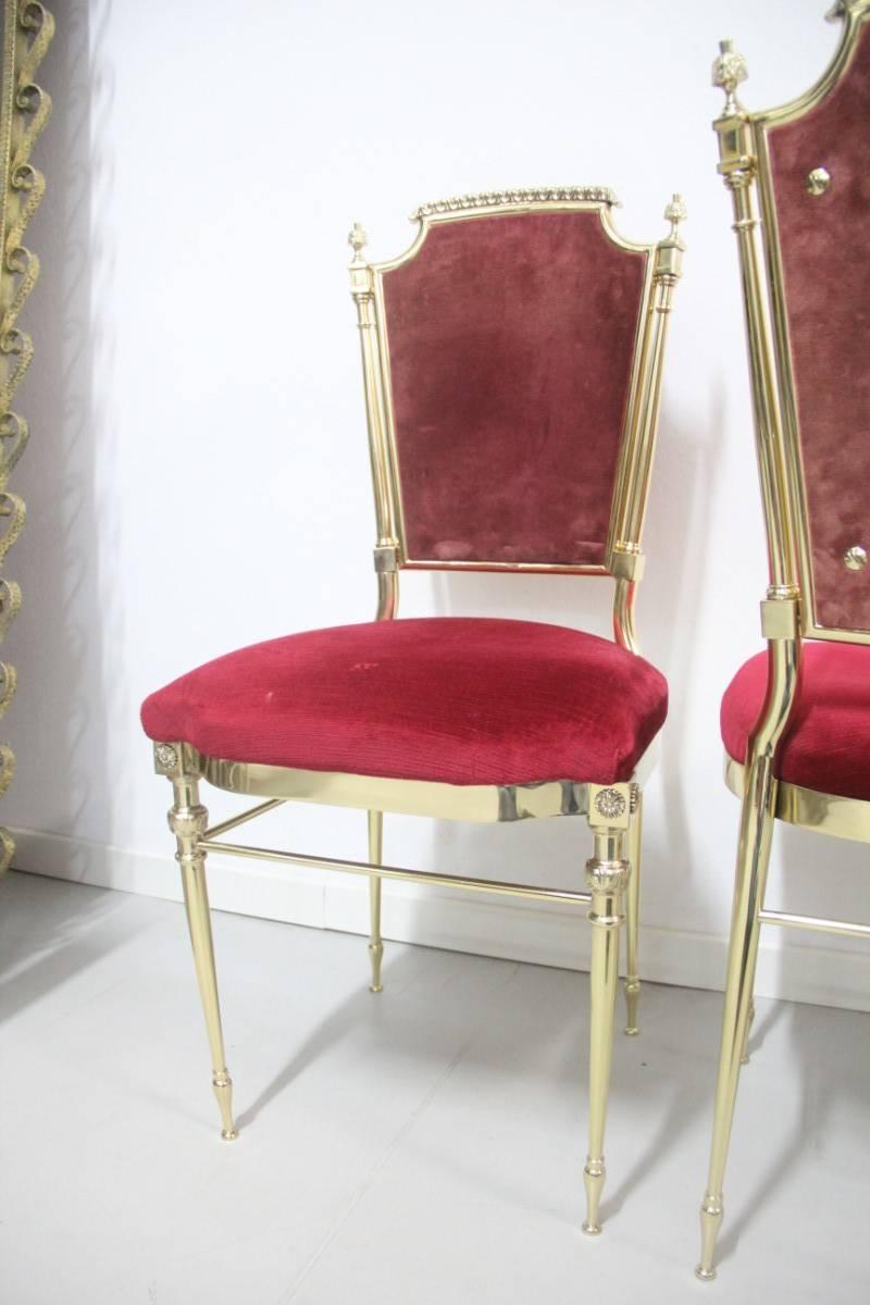 Classic chairs in solid brass, French, 1950s.