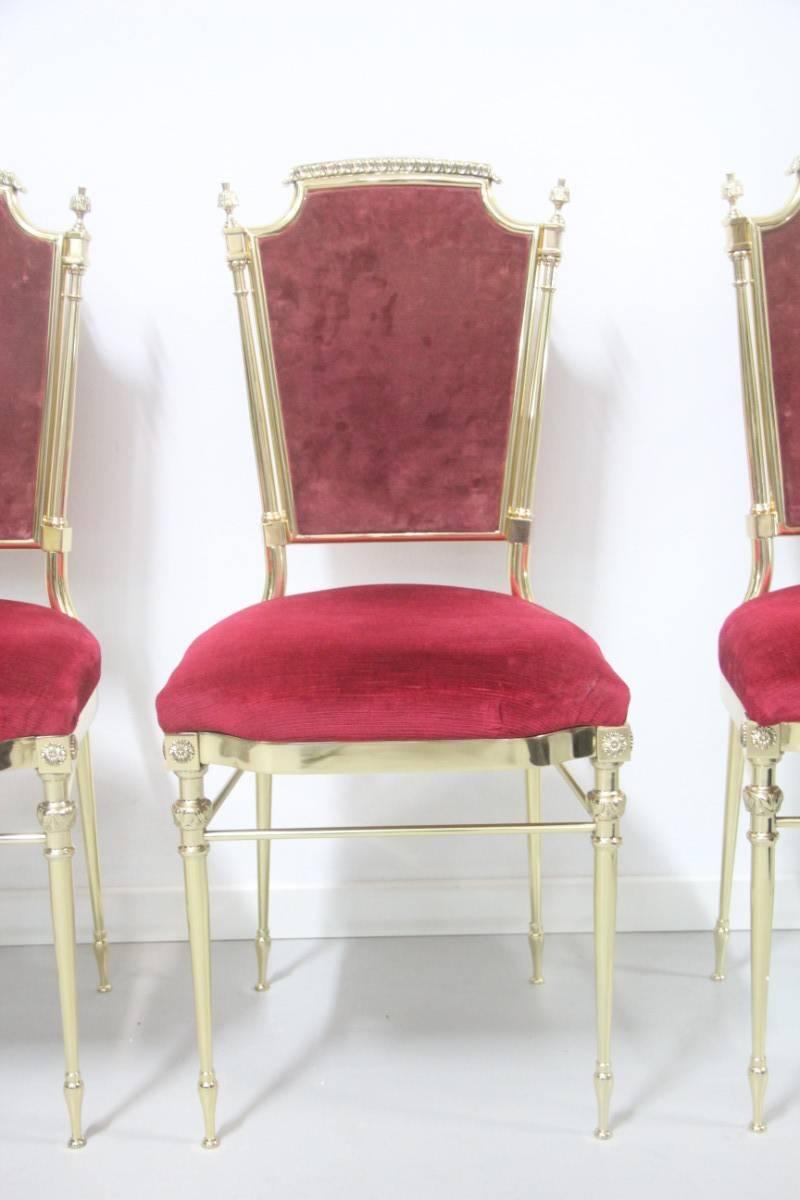 Mid-Century Modern Classic Chairs in Solid Brass, French, 1950s