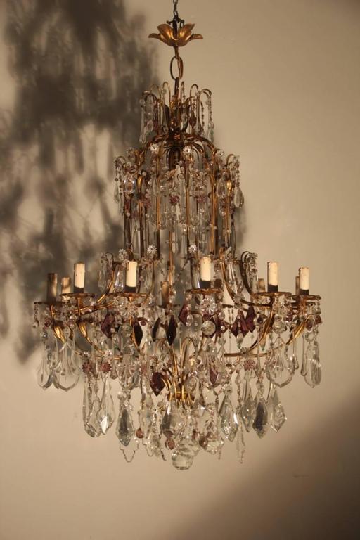 Baccarat large gilded antique crystal chandelier from France Baccarat large gilded antique crystal chandelier from France