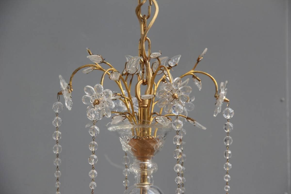 Mid-Century Modern Great Pair of Rare Crystal Chandeliers Maison Bagues France