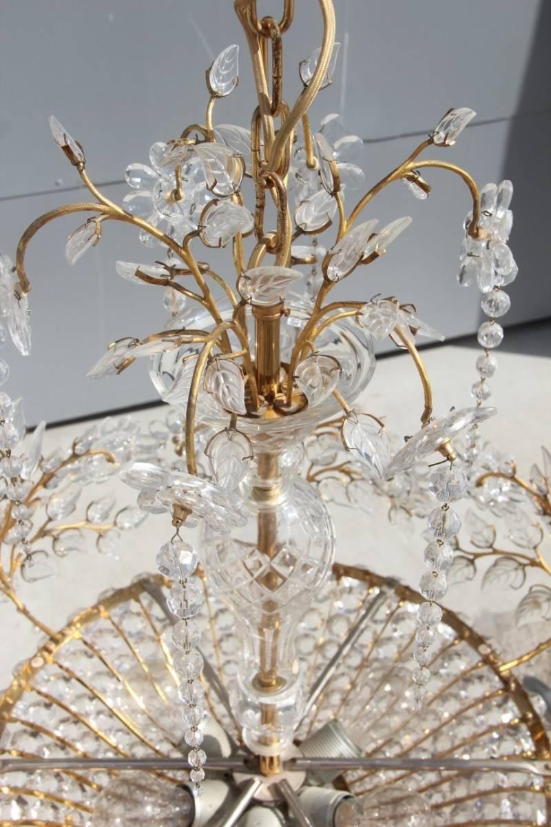 Great Pair of Rare Crystal Chandeliers Maison Bagues France 2