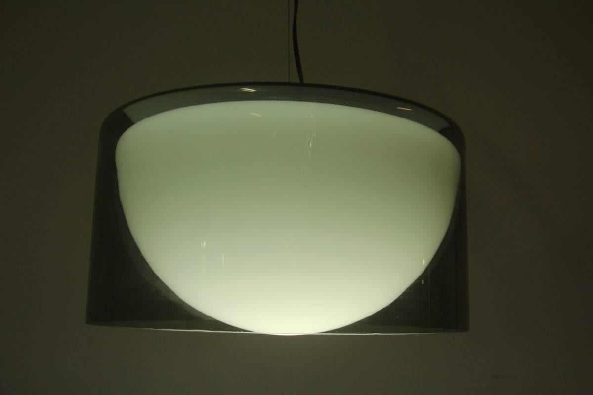 Italian Ceiling Lamp Lumenform Toso Design 1960 Murano Art Glass Chandeliers Pendant For Sale