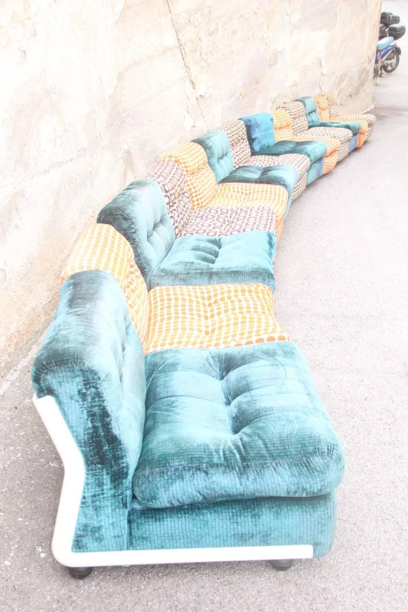 Modular Large Sofa with 13 Armchairs B&B Italy Mario Bellini Amanta Multicolor  In Good Condition In Palermo, Sicily
