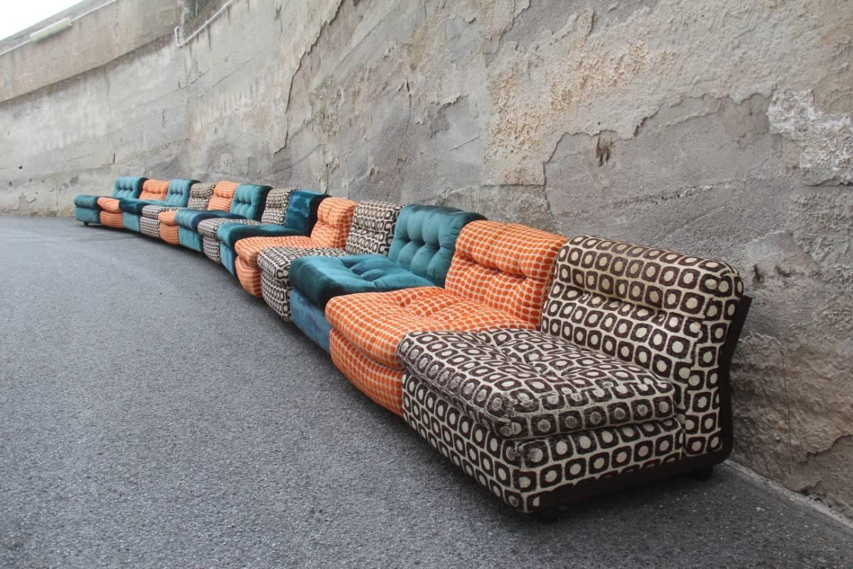Modular Large Sofa with 13 Armchairs B&B Italy Mario Bellini Amanta Multicolor  1