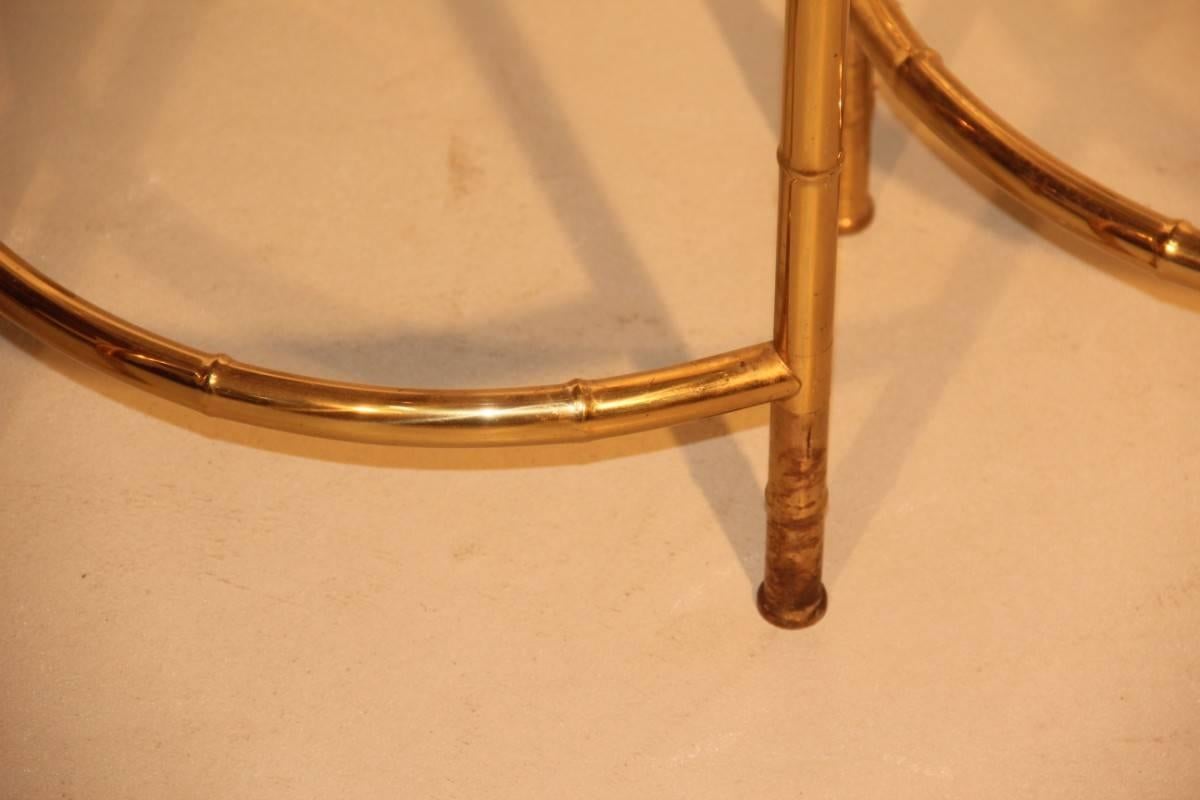 Late 20th Century Curved Nesting Table Coffee 1970s Solid Brass  Italian Design Bamboo Shape  For Sale