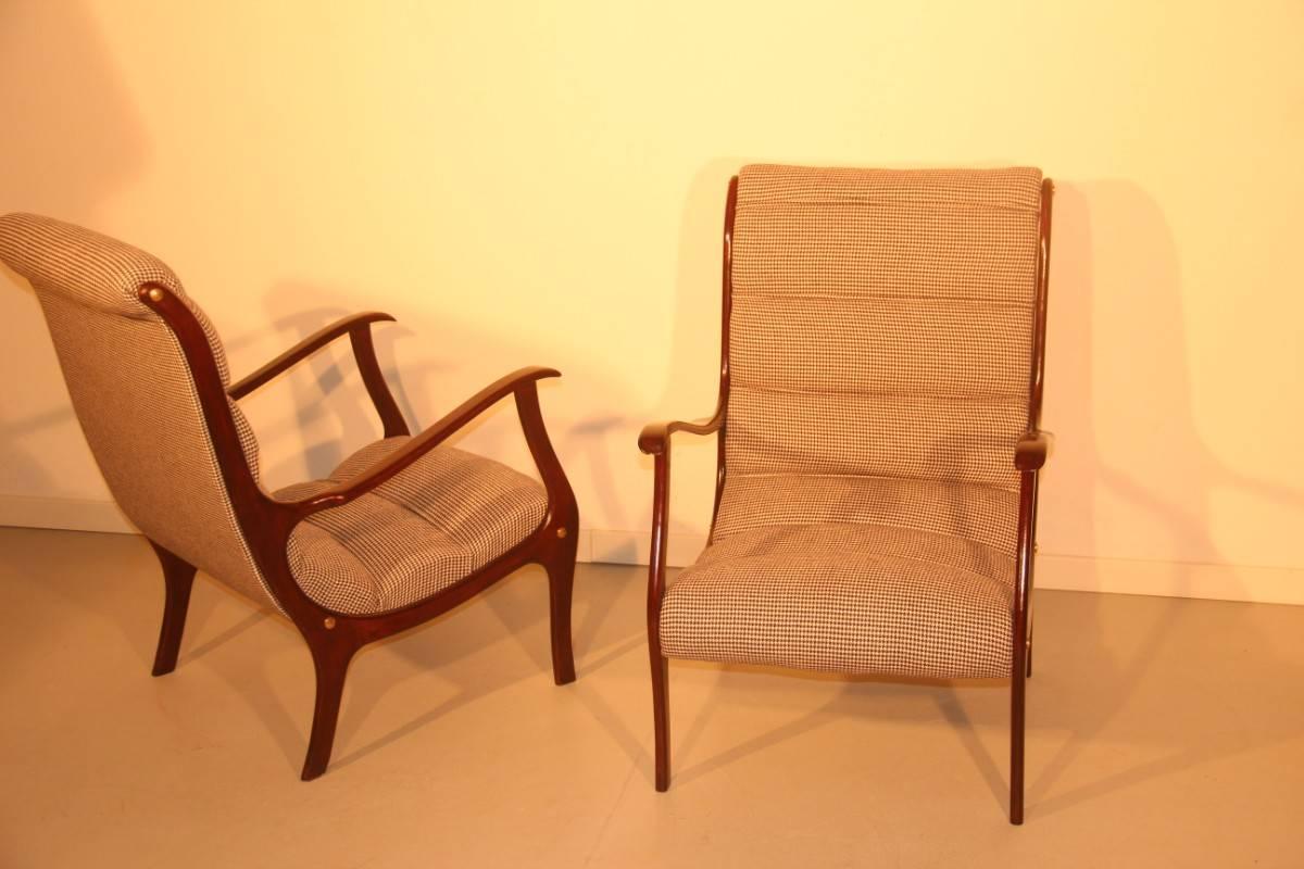 Fabric Pair of Armchairs 