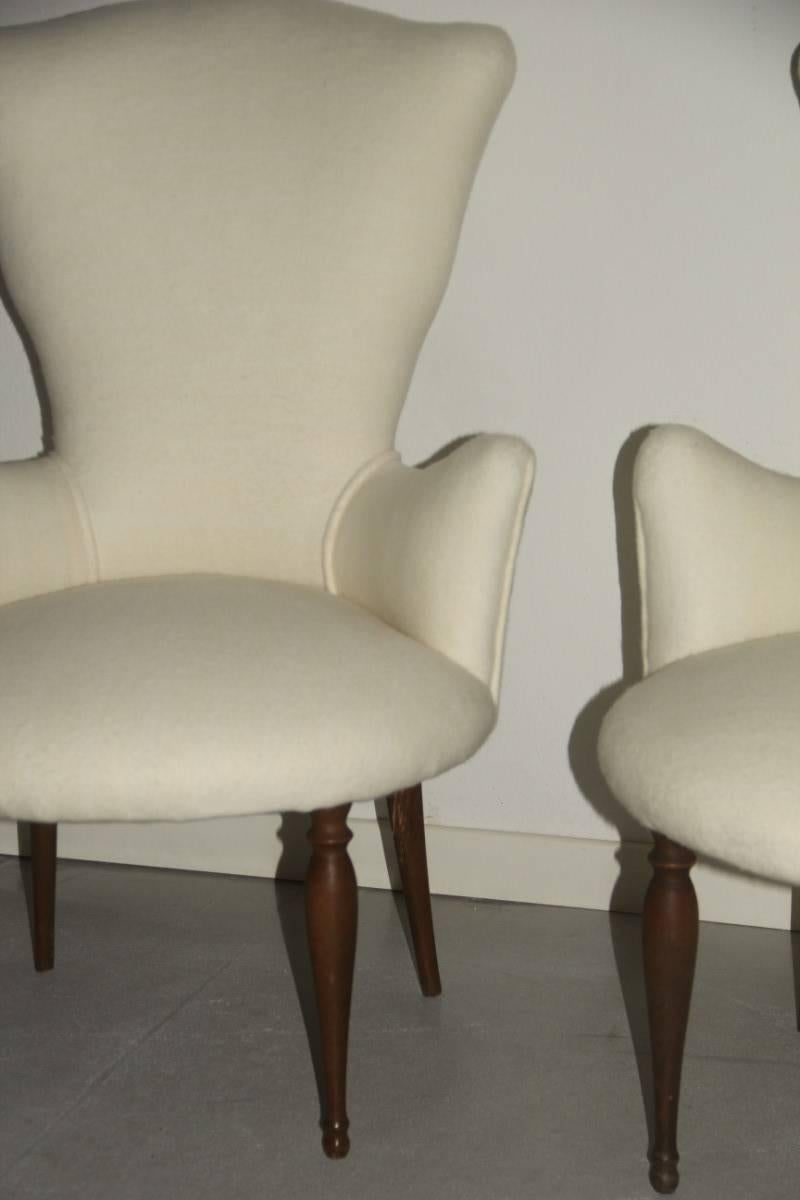 Mid-Century Modern Pair of Small Armchairs of 1950s, Italian Design