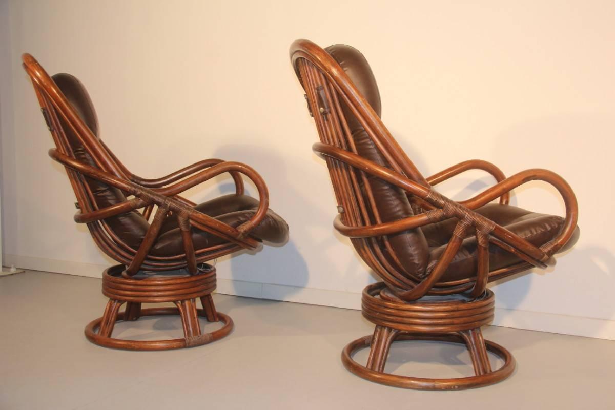 Sessel aus Bambus und Leder aus dem Jahr 1960, Weiterentwicklung im Zustand „Hervorragend“ im Angebot in Palermo, Sicily