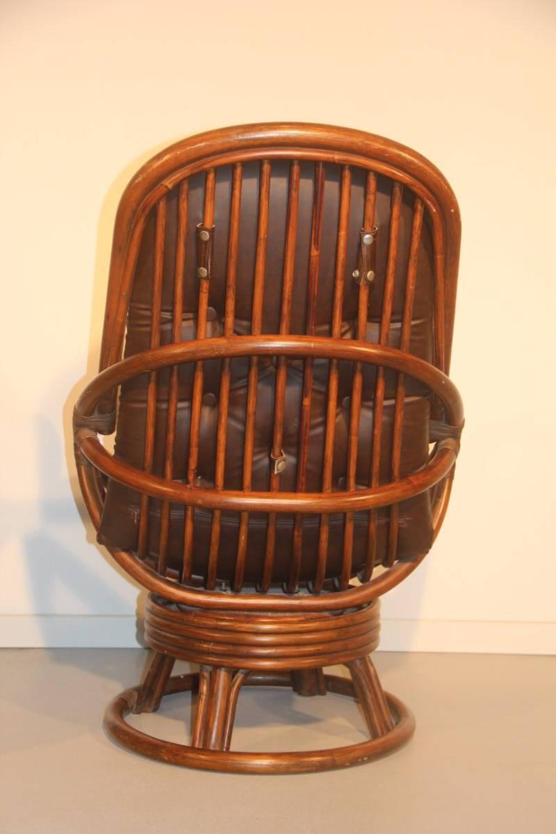 Sessel aus Bambus und Leder aus dem Jahr 1960, Weiterentwicklung im Angebot 1