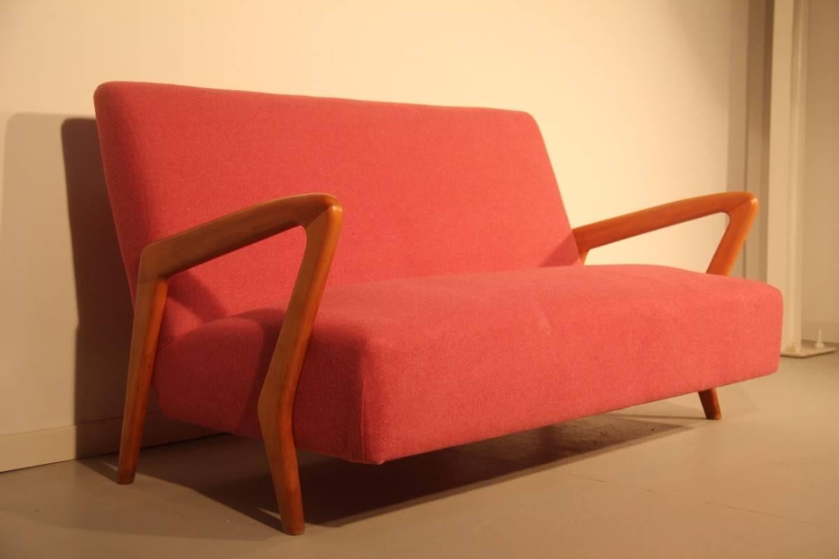 Fabric Italian Mid-Century Geometric Sofa Particular Design 