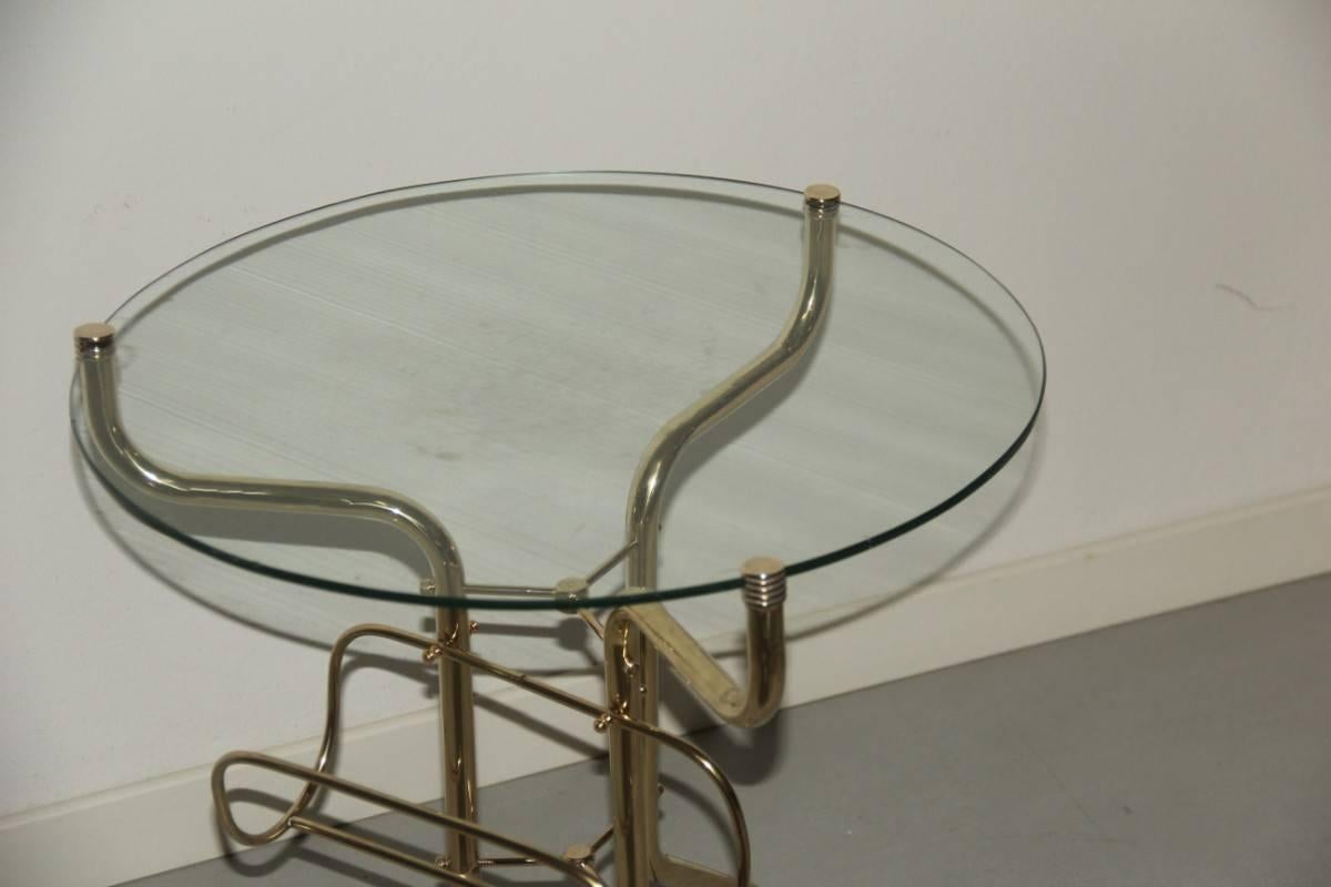 Mid-Century Modern Coffee Table Made of Tubular Brass Magazine Rack For Sale