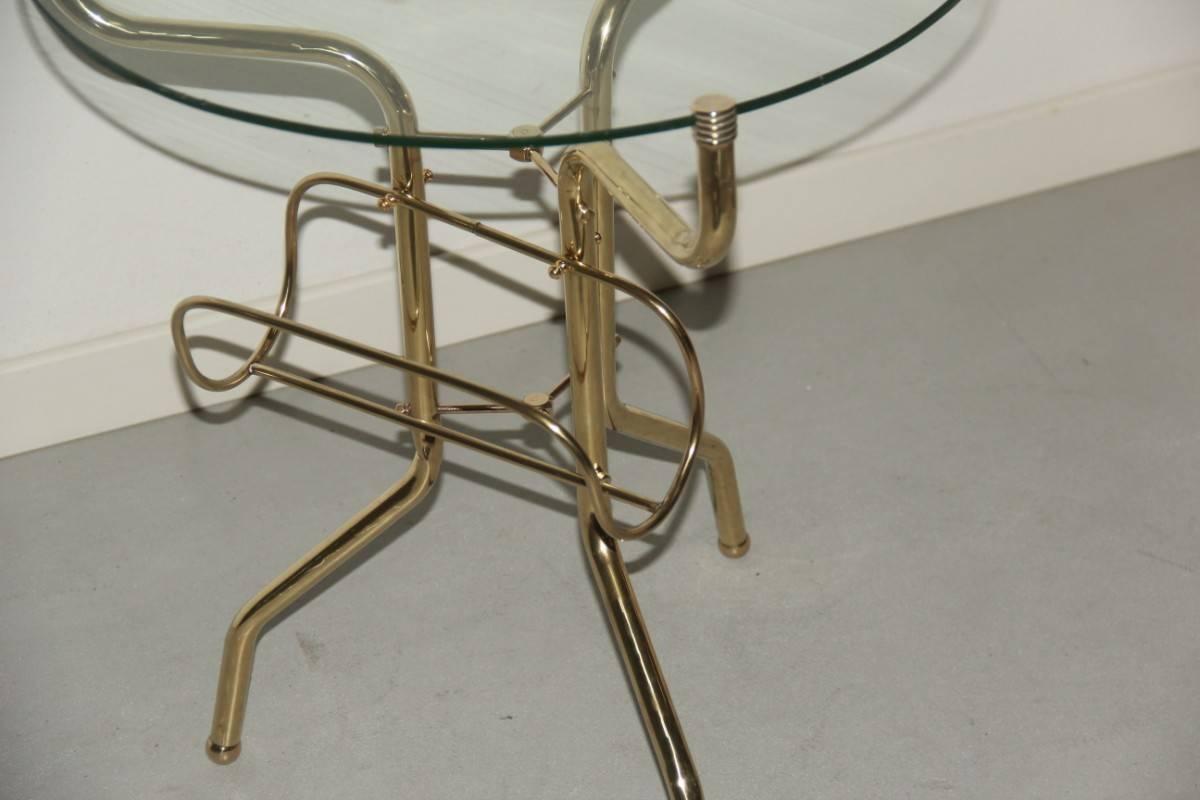 Coffee Table Made of Tubular Brass Magazine Rack In Excellent Condition For Sale In Palermo, Sicily