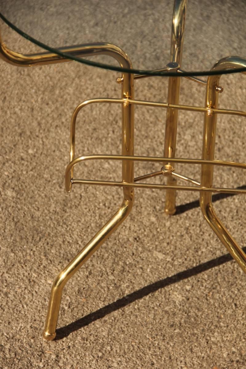 Mid-20th Century Coffee Table Made of Tubular Brass Magazine Rack For Sale