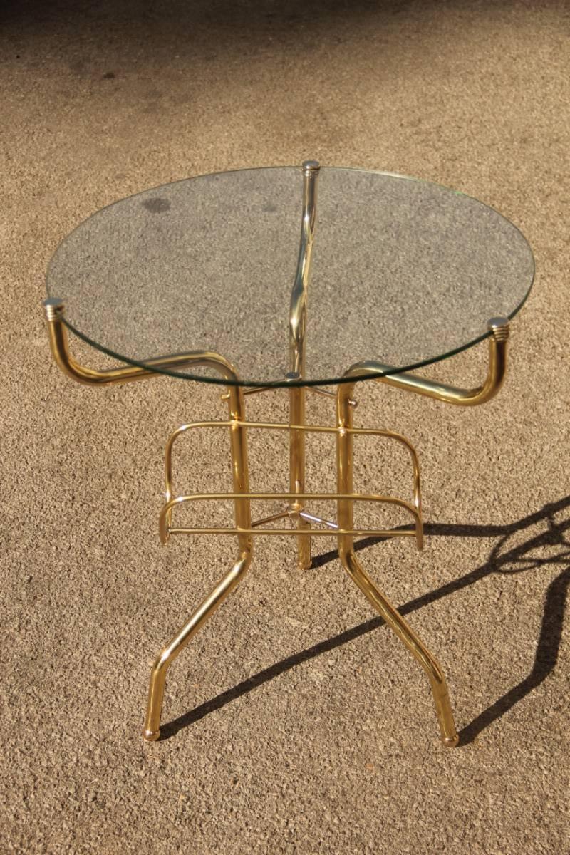Coffee Table Made of Tubular Brass Magazine Rack For Sale 2