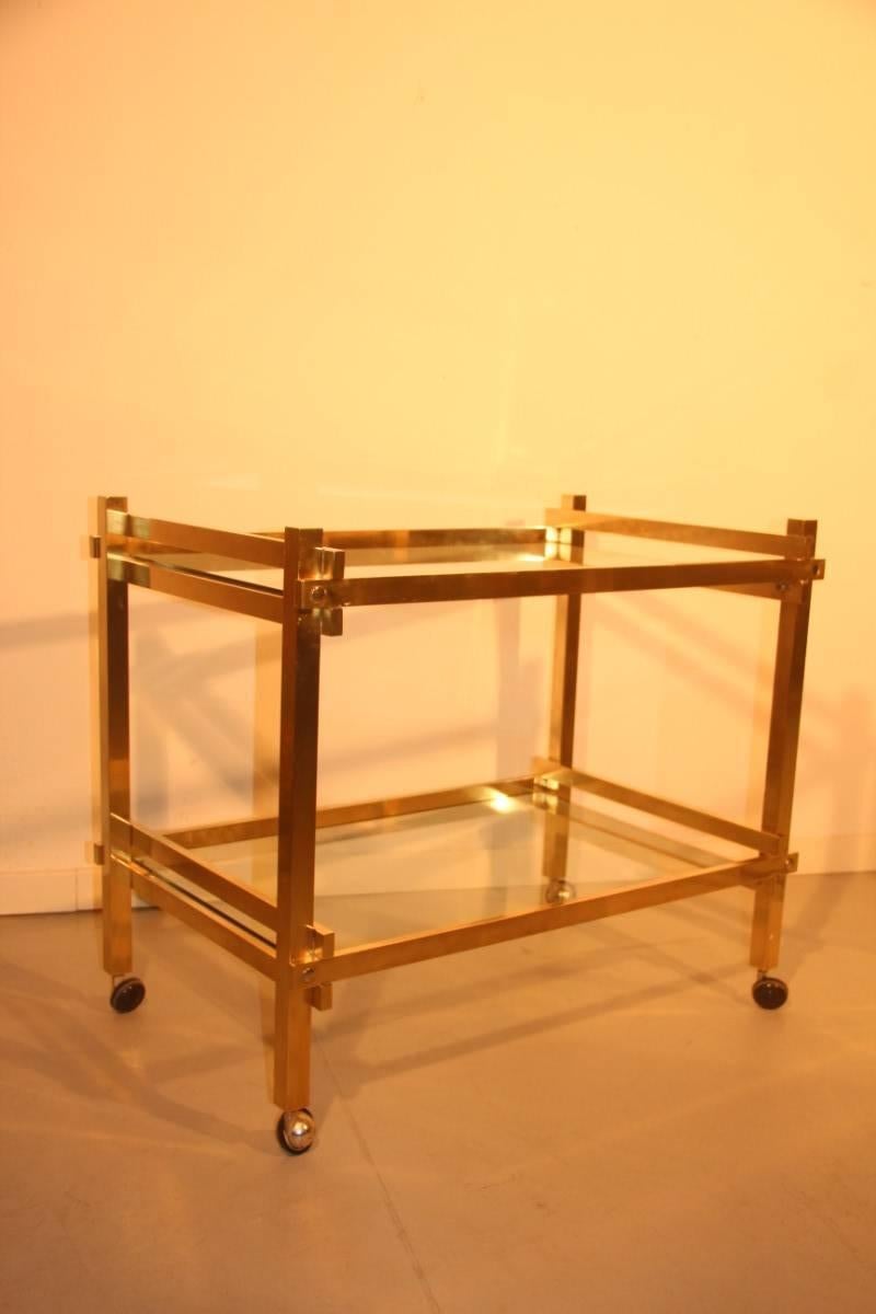 Shopping brass bar with shelves 1970s, minimal and beautiful design.