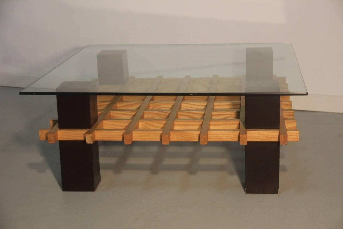 Italian Coffee Table in Different Colors Wooden Sculpture Minimal Design 1970s For Sale