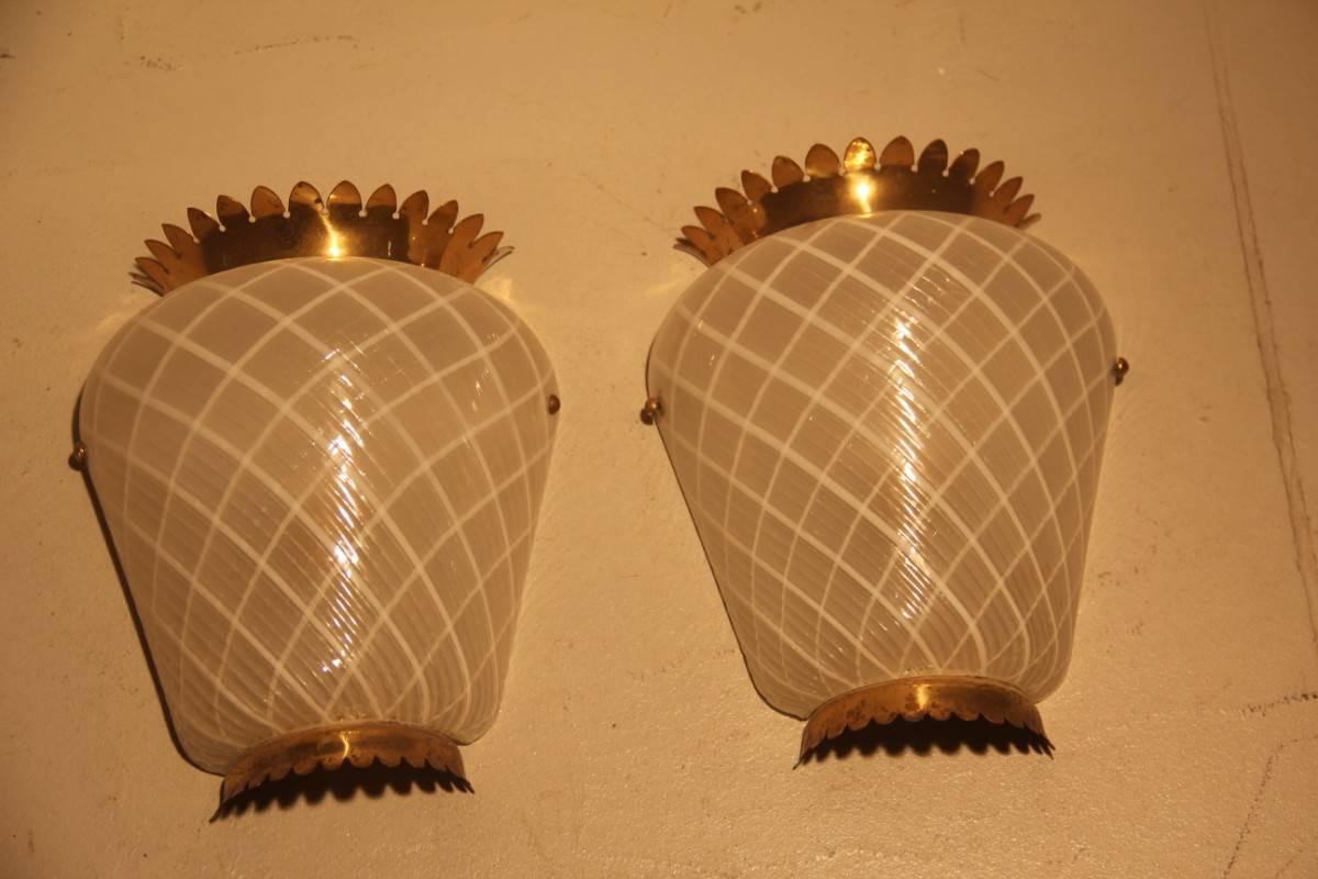 Brass Pair of Wall Archimede Seguso in 1950