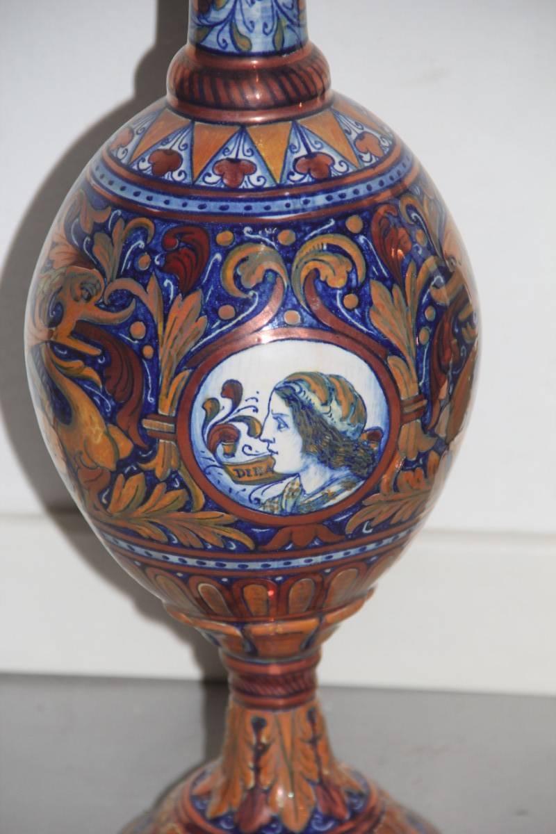 Pair of Amphoras Enamel Luster Gualdo Tadino, 1940 For Sale 3