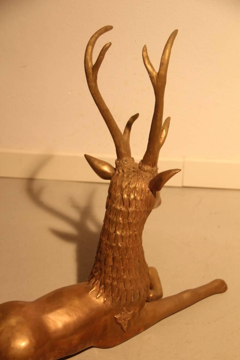 Solid Brass Deer Sculpture, 1970s 1