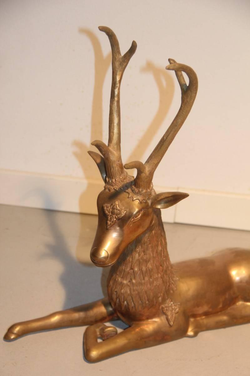 Late 20th Century Solid Brass Deer Sculpture, 1970s
