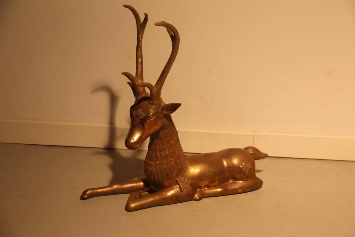 Solid Brass Deer Sculpture, 1970s In Good Condition In Palermo, Sicily