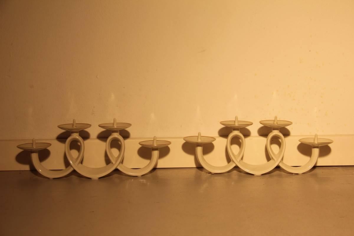 Pair of Porcelain Candlesticks in Bavaria, 1960 In Good Condition For Sale In Palermo, Sicily