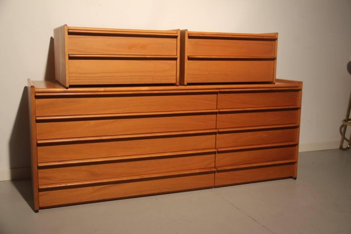 Wooden Chest of Drawers Chestnut Minimal Design, 1960s For Sale 2