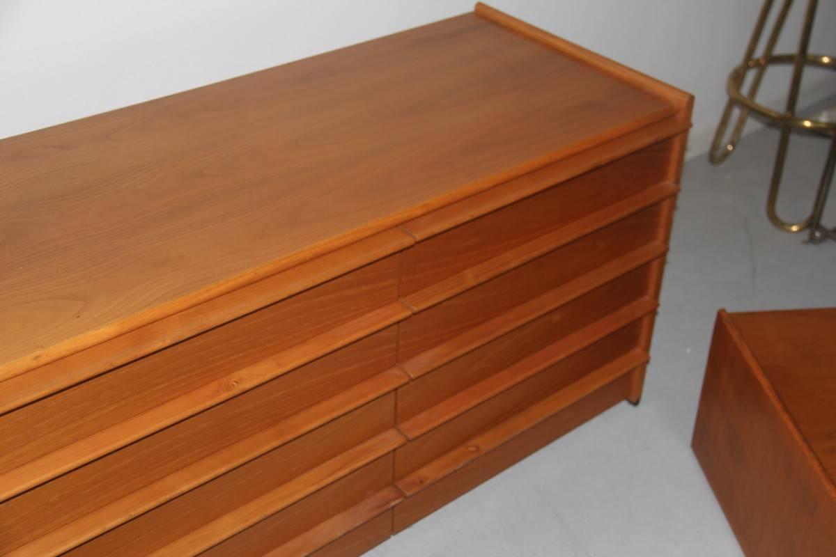 Mid-Century Modern Wooden Chest of Drawers Chestnut Minimal Design, 1960s For Sale