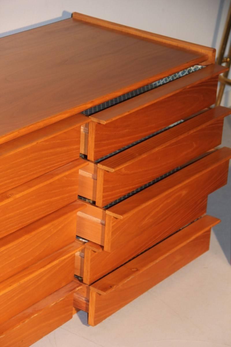 Wooden Chest of Drawers Chestnut Minimal Design, 1960s For Sale 1