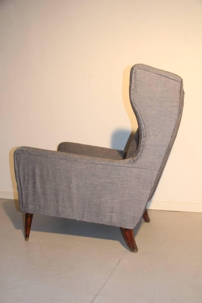 Original Mid-Century Armchair High Back in 1950 In Good Condition For Sale In Palermo, Sicily