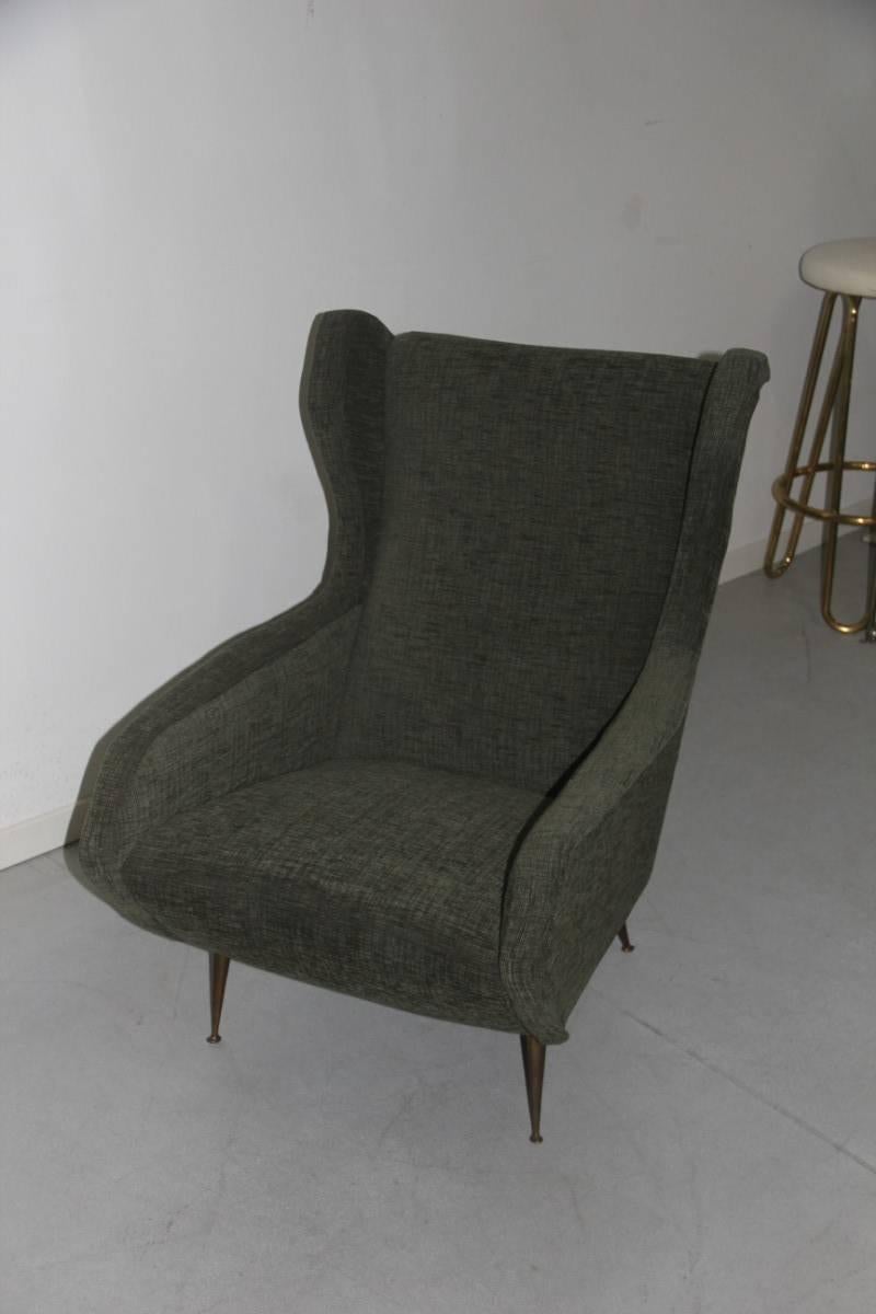 Mid-Century Modern 1950 Armchair Design, Geometric Shapes High Back Italian Design For Sale
