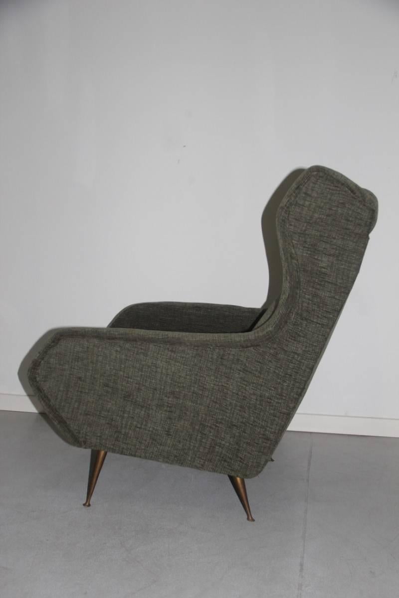 Mid-20th Century 1950 Armchair Design, Geometric Shapes High Back Italian Design For Sale