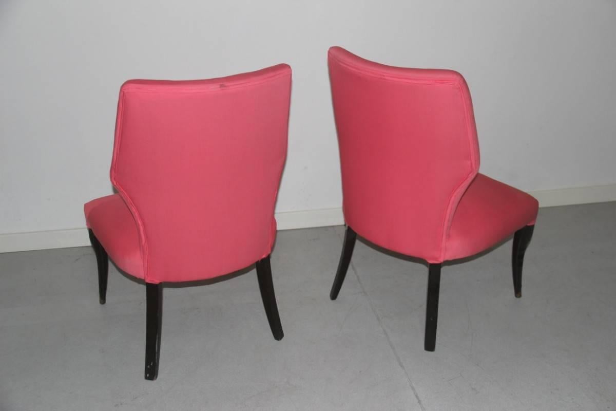 Small chairs 1950s special design, small chairs 1950s special design pink fabric, wooden feet.