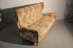 Paolo Buffa Attributed Italian Mid-Century Modern Sofà Velvet 1950 High Back